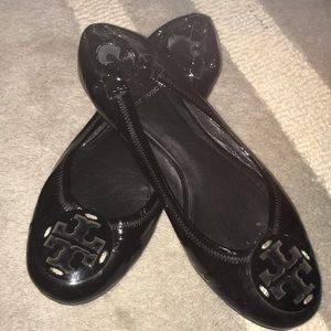 TORY BURCH Black patent leather ballet flats